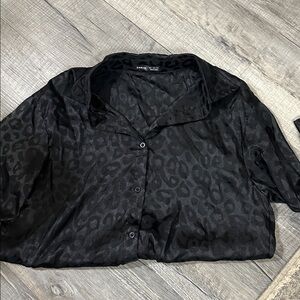 SHEIN Black Patterned Satin Top